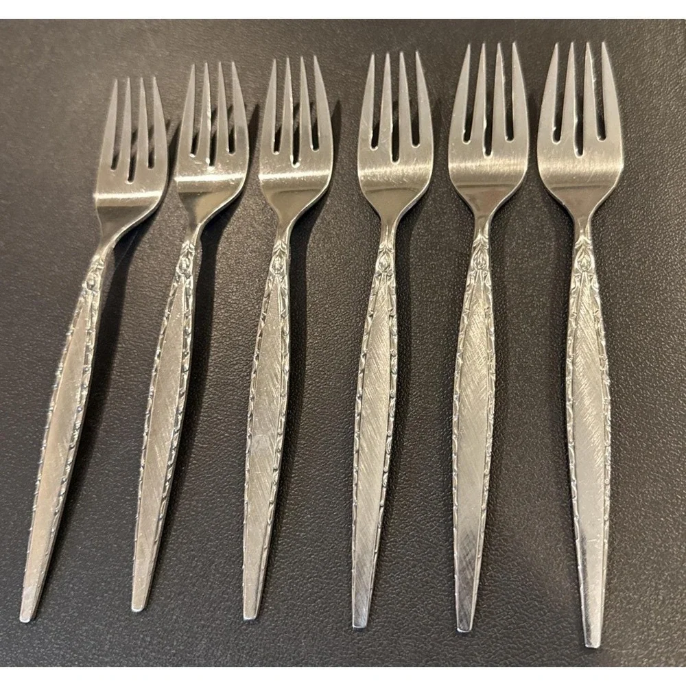 Oneida Community Venetia Stainless Steel Salad Forks Fork Set Of 6 MCM Vintage